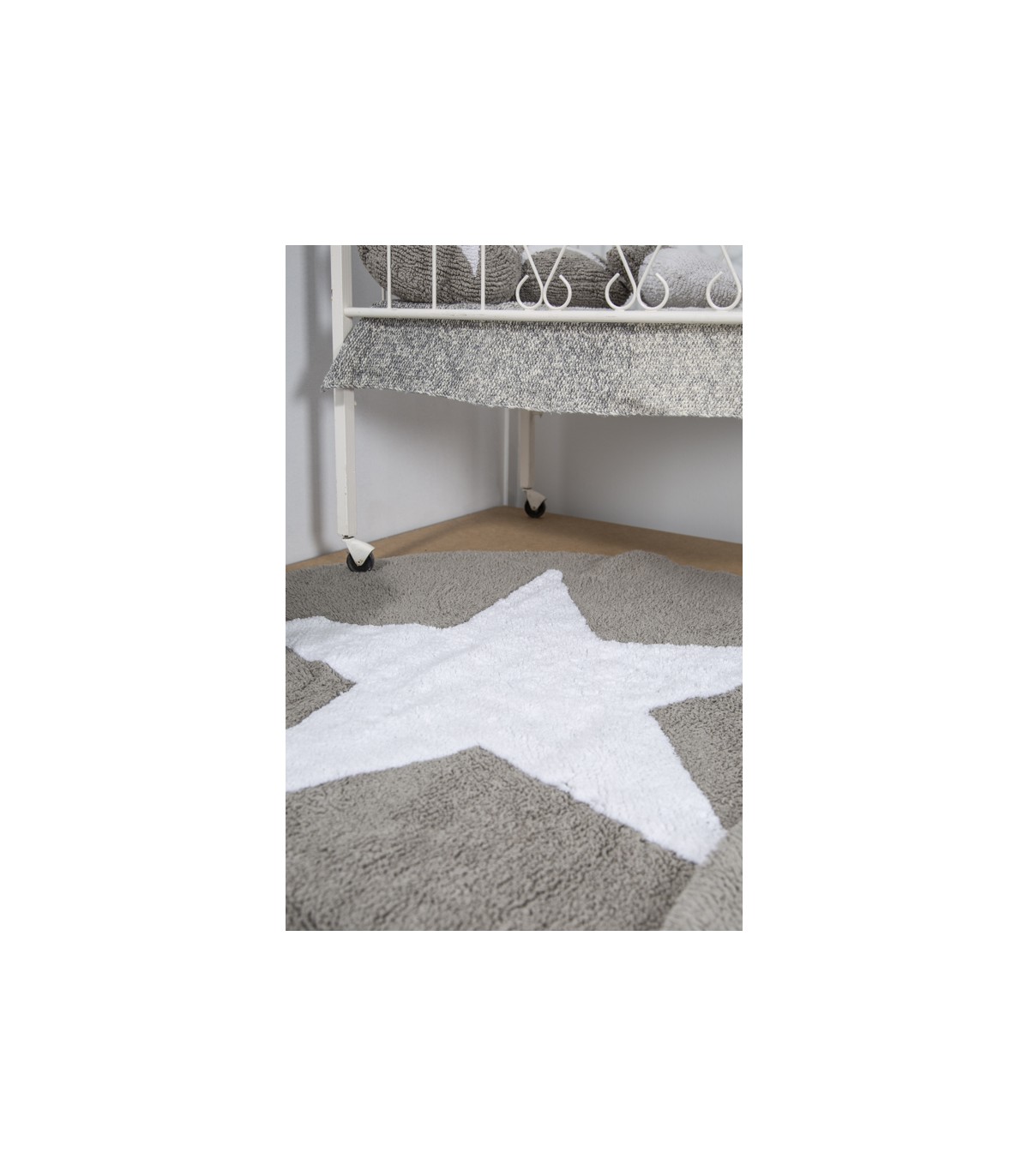 the carpet Happy Life - Alfombra infantil (lavable, 200 x 290 cm), color  gris