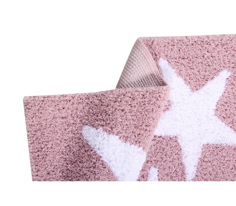 Washable Rug Four Stars Pink